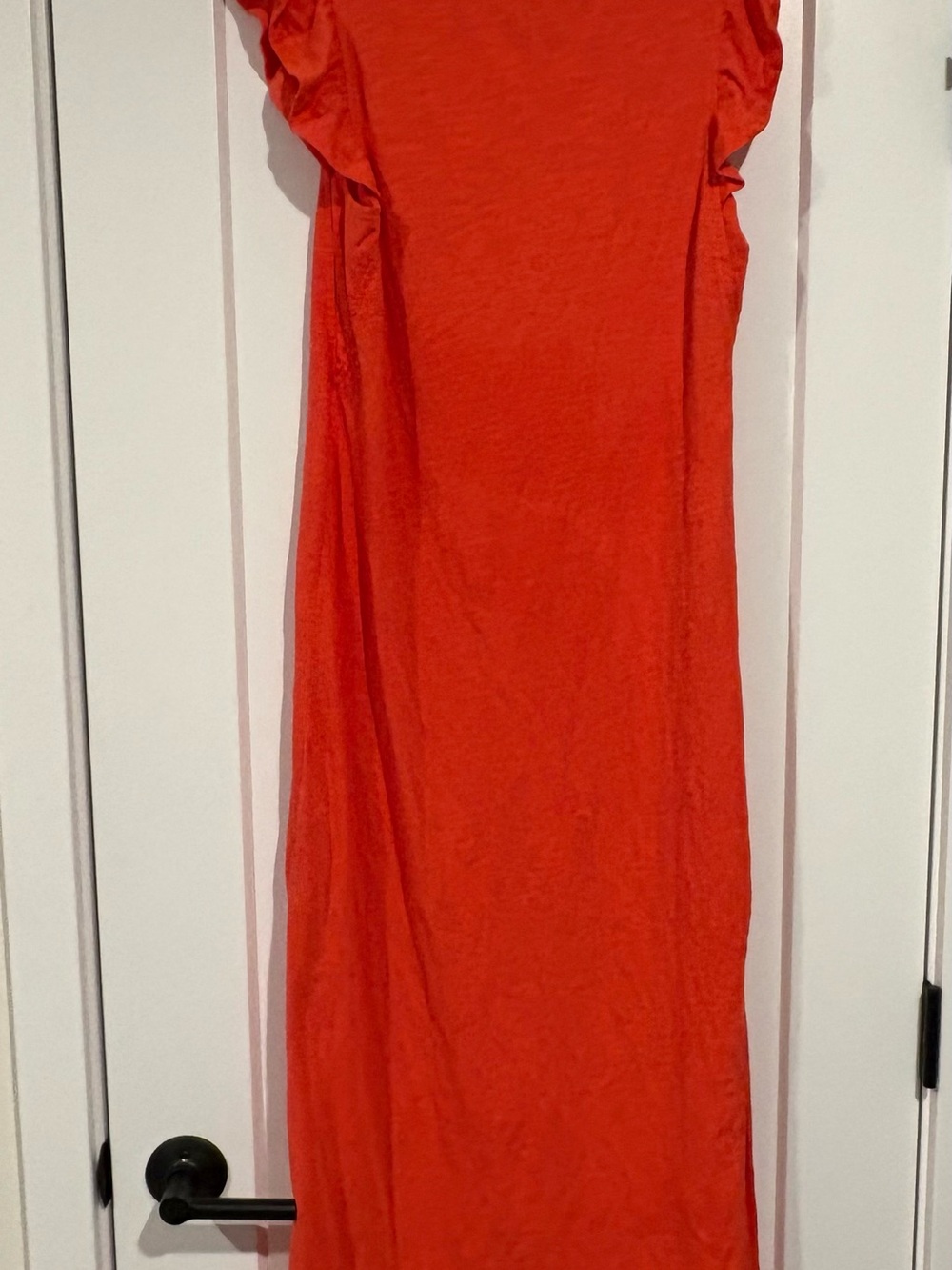 Z Supply Coral Orange Ruffle Sleeve Maxi Dress with Slit Indie Bohemian Fairy - Picture 5 of 7